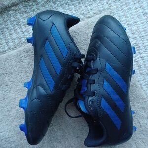 Adidas Black Blue Stripped Soccer Cleats. Size 13 K.